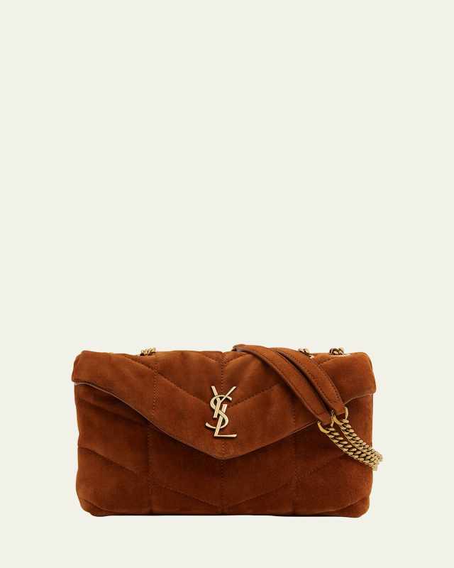 Lou Puffer Toy YSL Crossbody Bag in Quilted Suede